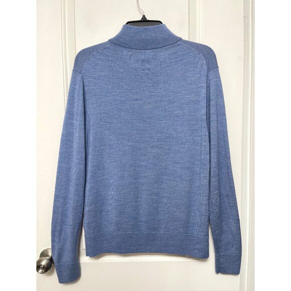 J.Crew Mens Blue Half-Zip Mock Neck Sweater M Merino Wool Blend - Picture 8 of 11